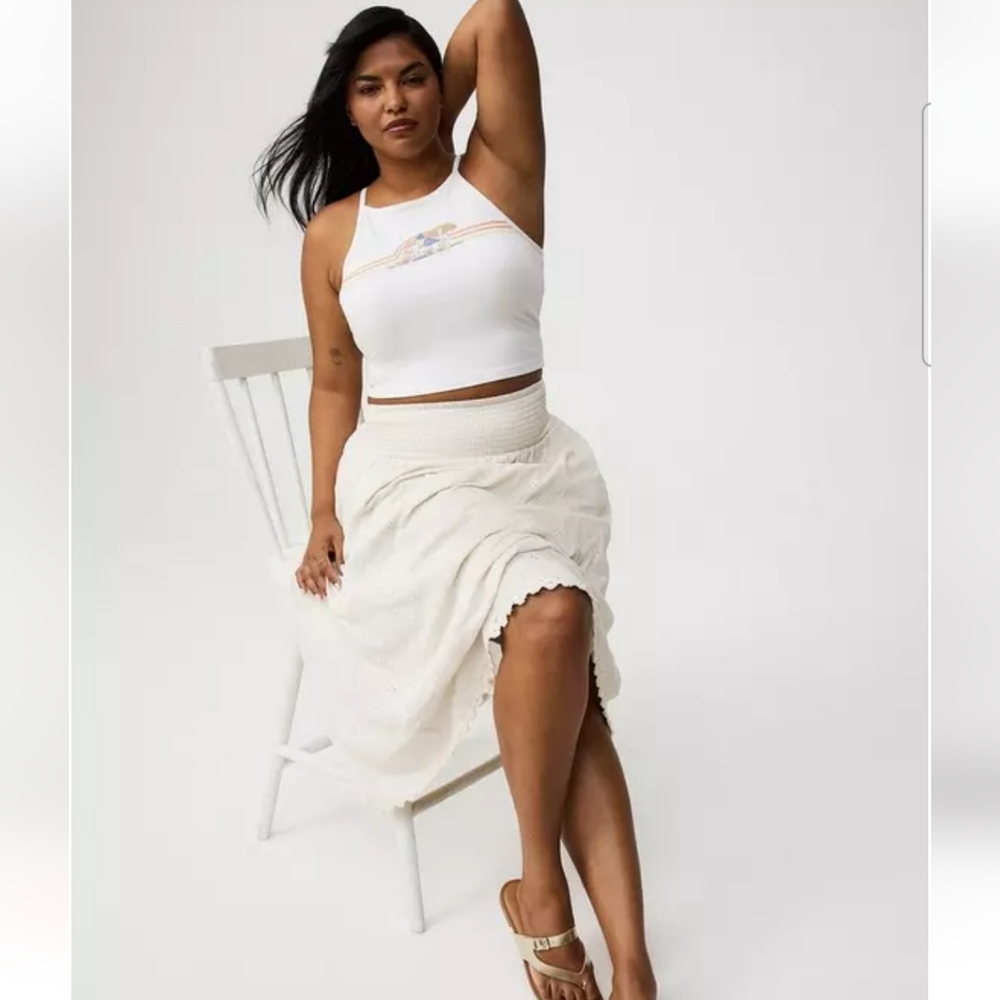 NWT Torrid Natural Smocked Tea Length Skirt